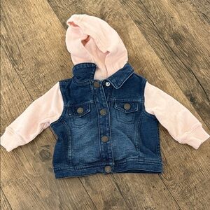 Baby Pink and Blue Denim Jacket